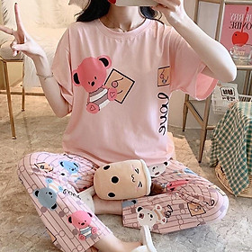 Đồ Bộ  Nữ mặc nhà dễ thương chất liệu cotton đầy đặn mát mịn (tay ngắn quần dài)