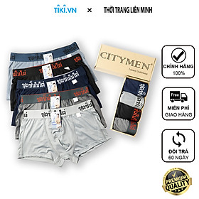 Hộp 4 quần lót nam boxer CITYMEN lưng Thái cao cấp vải thun lạnh co giãn 4 chiều - Giao màu ngẫu nhiên