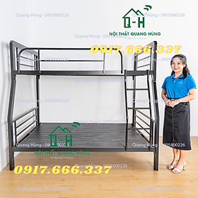 Mua GIƯỜNG TẦNG SẮT HỘP 4X8 CAO CẤP MÀU ĐEN DÀNH CHO GIA ĐÌNH