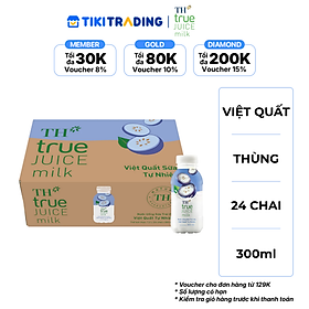 Thùng 24 chai nước uống sữa trái cây TH true JUICE milk việt quất tự nhiên 300ml