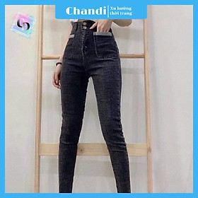 Quần jean nữ Lưng Cao Siêu Hack Dáng Thương Hiệu Chandi, chất jean co dãn 4 chiều ống ôm chân Hd503