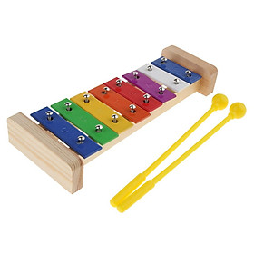 Colorful 8 Tones Hand Knock Xylophone with 2 Wooden Mallets Preschool Educational Toys