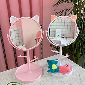 Mua Gương  tai mèo xoay 360 độ để bàn trang điểm - màu ngẫu nhiên