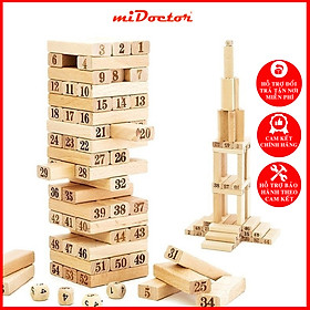 Đồ Chơi Rút Gỗ Cỡ Lớn Cao Cấp – Chọn Size - 54 Thanh Rút Gỗ Kèm 4 Con Súc Sắc Cho Bé – Bộ Đồ Chơi Rút Gỗ Chính Hãng miDoctor