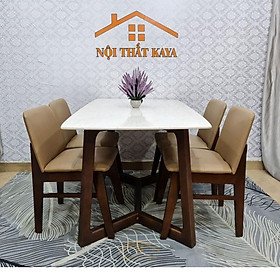 Mua Bộ bàn ăn mặt đá 4 ghế Hana chân M (Tự Nhiên)