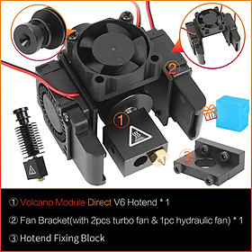 3DSWAY 3D Printer Part e3d V6 Hotend Kit All Metal Volcano Nozzle HotEnd Bowden Direct J-head 12V/24V Cooling Fan Bracket 1.75mm Size: 12V