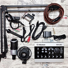 Mua Mic thu âm Takstar PC K320 sound card alcron U16K MK3 chân đế dây livestream MA2 dây mic 3m- Bộ live stream k320 đầu đủ