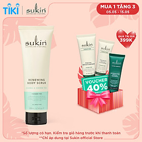 Kem tẩy tế bào chết cho cơ thể Sukin Renewing Body Scrub with Green Tea & Jojoba 200ml