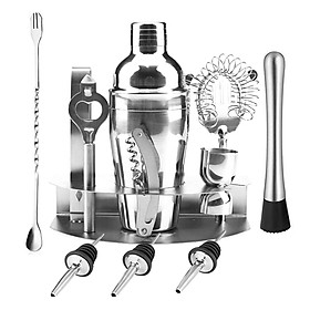 12 PCS Cocktail Shaker Set with Stand 25.4oz Stainless Steel Cocktail Mixology Kit with Bartender Shaker Strainer Jigger