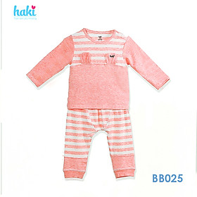 Bộ quần áo sơ sinh cho bé vải sợi tre - bamboo siêu mềm mịn cao cấp - đồ sơ sinh cho bé bé trai , đồ sơ sinh bé gái từ 3 tháng đến 3 tuổi (4kg - 15kg) - Bộ dài tay cài vai tai thỏ BB025 HAKI