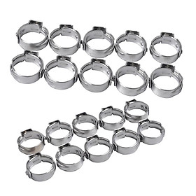 20 Pieces Single Ear Steel Hydraulic Fuel Hose Clamps 8.8-10.5mm+7.0-8.7mm