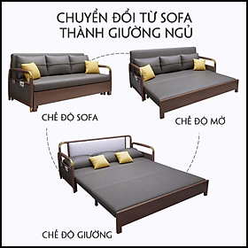 Mua Giường Sofa Gấp Gọn Kiêm Ghế Sofa KT 1m3 x 1m90  Giường Ngủ Sofa Cao Cấp Có Hộc Chứa Đồ. Toàn Bộ Khung Thép Chịu Lực Sơn Tĩnh Điện. Tay Ốp Gỗ Sồi Bọc Đồng. Thiết Kế Thẩm Mĩ  Hiện Đại
