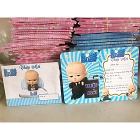 Combo 10 thiệp mời sinh nhật, thôi nôi bé trai, bé gái nhiều mẫu Baby Boy, Baby Girl, Baby boss, heo xanh, heo hồng