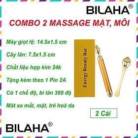 Combo Máy Massage Rung Mắt, Môi 24K Giảm Thâm Nám + Cây Lăn Giảm Thâm Mắt (Có Hàng Sẵn) - MASA1037