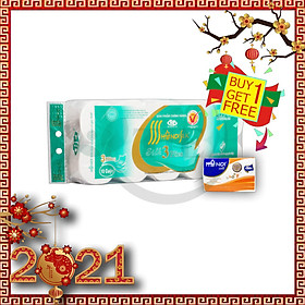 Giấy vệ sinh HÀ NỘI SILK 3 lớp Xanh Không Lõi Cao Cấp (Tặng Khăn giấy rút lụa Hà Nội 150 tờ)
