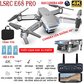 Mua (BỘ 2 PIN + TẶNG TÚI ĐƯNG) Flycam  Flycam điều khiển Giá Rẻ  Flycam mini E68 PRO Camera 4K Hai camera kép   thời gian bay 15 phút  Động cơ mạnh mẽ camera chống rung quang học camera điều chỉnh lên xuống 90