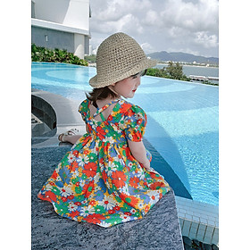 VÁY HOA CHO BÉ GÁI MÀU SẶC RỰC RỠ THIẾT KẾ DÂY CHÉO LƯNG ĐIỆU ĐÀ