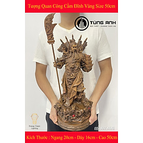 Tượng Quan Công Cầm Đĩnh Vàng Size 50cm - Mang Lại Sự May Mắn , Tài Lộc , Bình An - Có Video Thực Tế