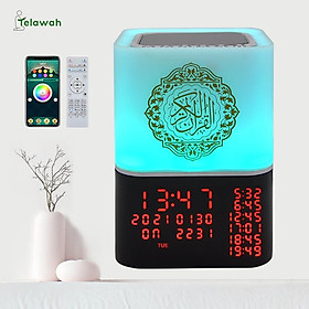 Loa Kinh Qur'an không dây Bluetooth điều khiển từ xa Đèn đầy màu sắc Đèn LED Đèn ban đêm với đồng hồ Azan Hồi giáo Người chơi Coran Ramadan Quà tặng