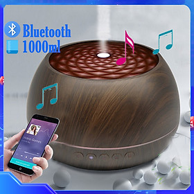 Máy Xông Tinh Dầu Có Loa Bluetooth Kết Nối Với Điện Thoại Nghe Nhạc Cực Hay, Máy Khuếch Tán Tinh Dầu Cho Phòng Lớn Thể Tích 1000ML, Có Remote Điều Khiển Từ Xa và Đèn LED Biến Đổi Màu Cực Đẹp