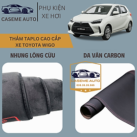 Thảm Taplo 3 Lớp Dành Cho Xe TOYOTA WIGO, Nhung Lông Cừu Và Da Vân Carbon Cao Cấp - Hàng Chính Hãng