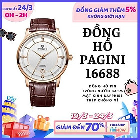 Đồng hồ nam PAGINI PA16688 cao cấp dây da thật mặt tròn – Thiết kế sang trọng, lịch lãm