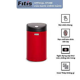 Thùng rác inox FITIS nhấn tròn nhỏ RTS1-906 - đỏ - 12L