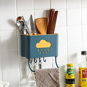 Ống đũa treo tường đám mây tiết kiệm diện tích có móc treo dụng cụ nhà bếp tiện ích - giao màu ngẫu nhiên
