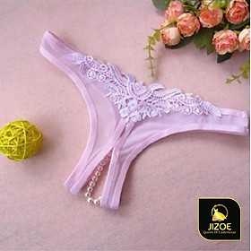 Quần lọt khe nữ dễ thương Ren đẹp xuyên thấu xẻ đáy đính kèm hạt cao cấp Sexy gợi cảm quyến rũ Hàn Quốc JIZOE QNK02