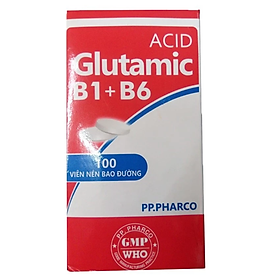 ACID GLUTAMIC B1 + B6 PP.Pharco mất ngủ, nhức đầu, chóng mặt Hộp 100 viên - nhathuocdrtam