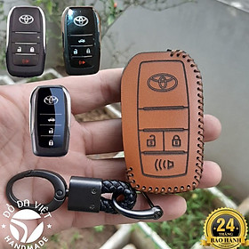 Bao da chìa khóa Ô TÔ Toyota (chìa độ), da thật bảo hành 2 năm, khắc tên và số đt chủ xe - chìa khóa 3 nút loa