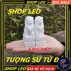 Mô hình sử tử đá - Cặp kỳ lân bằng đá trắng - trang trí tiểu cảnh