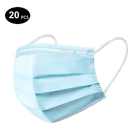 ZHIYI 20PCS Disposable Mask 3-Layer Non-Woven Masks Breathable Comfortable Mask Anti-dust Mouth Face Mask, Blue