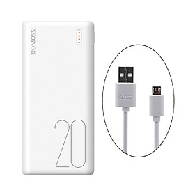 Pin sạc dự phòng 20.000mAh Romoss Simple 20 nhỏ gọn 3 cổng input Micro - Lightning - Type C – Hàng Chính Hãng + Tặng Kèm Cáp Micro CB05 Romoss