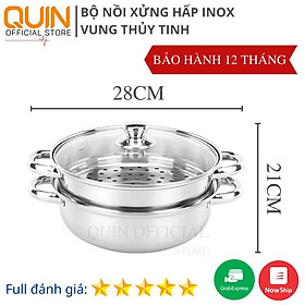 Mua Nồi Hấp Inox 2 Tầng Hotpot Size 28cm Vung Kính Cao Cấp Dùng Cho Nhiều Loại Bếp - BH 12 THÁNG