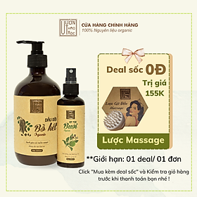 Combo Dầu Gội Bồ Kết 500ml Xịt Dưỡng Tóc Bưởi 100ml VƯỜN THẢO MỘC ORGANIC Chăm Sóc Phục Hồi Tóc Hư Tổn