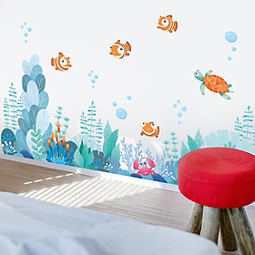 Decal trang trí chất liệu PVC loại 1 dày dặn, sắc nét, trang trí phòng cho bé, lớp mầm non- Chân tường cá cảnh - mã sp QR9076