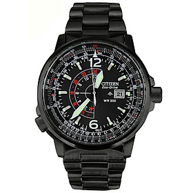Đồng Hồ Citizen Nam Đa Chức Năng Dây Kim Loại Máy Eco-Drive BJ7019-62E - Mặt Đen (42.5mm)