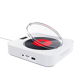 Đầu đĩa CD gắn tường Loa Bluetooth với Điều khiển từ xa Đài FM Thẻ TF  3,5 mm-Màu trắng-Size Phích cắm của Hoa Kỳ