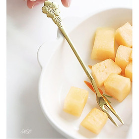 Mua Thìa nĩa inox vàng tạo hình cao cấp | Thìa nĩa hoa anh đào cao cấp