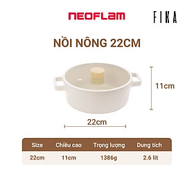[Hàng chính hãng] Nồi nông cao cấp chống dính bếp từ Neoflam Fika 22 cm. Made in Korea. Hàng có sẵn, giao ngay