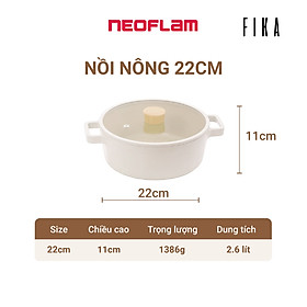 Nồi nông cao cấp chống dính bếp từ Neoflam Fika 22 cm. Made in Korea. Hàng có sẵn, giao ngay