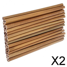 2x30Pack Natural Bamboo Drinking Straws - Eco-Friendly,Reusable Bamboo Straws