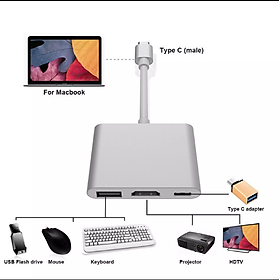Mua Cáp chuyển đổi từ Type c sang HDMI kết nối tivi máy chiếu + USB 3.0 kết nối phím chuột... Cáp Typec to HDMI