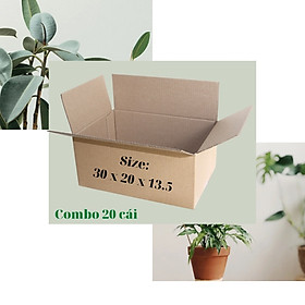 Combo 20 Hộp Bìa Carton Gói Hàng KT 30x20x13.5cm Chắc Chắn Dày Dặn