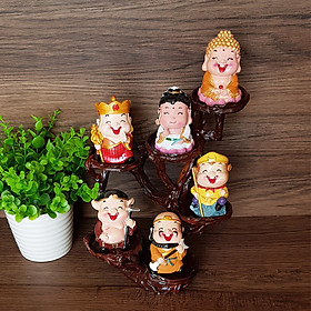 Bộ 04 tượng Thầy trò Đường Tăng kèm đế + Phật Tổ + Quan Âm 6cm