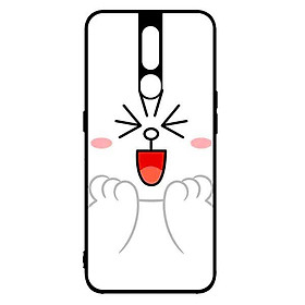 Ốp lưng dành cho điện thoại Oppo F11 Pro Thỏ Line Trắng Smile- Hàng Chính Hãng