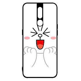 Ốp lưng dành cho điện thoại Oppo F11 Pro Thỏ Line Trắng Smile- Hàng Chính Hãng