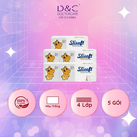Combo 5 Giấy ăn Slisoft Trắng tự nhiên đa năng,khăn giấy rút không chất tẩy trắng an toàn cho cả gia đình