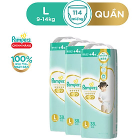 Thùng 3 Tã/ Bỉm Quần PAMPERS Nội Địa Nhật Bản Size M(48 miếng, 6-11kg/ L(38 miếng, 9-14kg)/ XL(36 miếng, 12-22kg), Cao Cấp Thượng Hạng